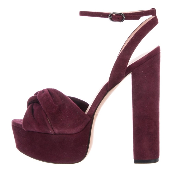 Rachel Zoe Genuine Suede Merlot Burgundy Platform Heels - Picture 1 of 9
